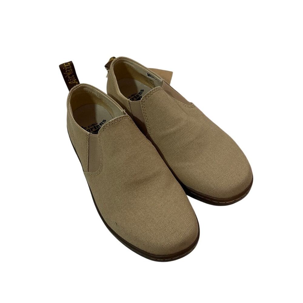 Dr. Martens Mens 9 Lester Beige Canvas Slip-On Shoes Casual Comfortable Everyday
